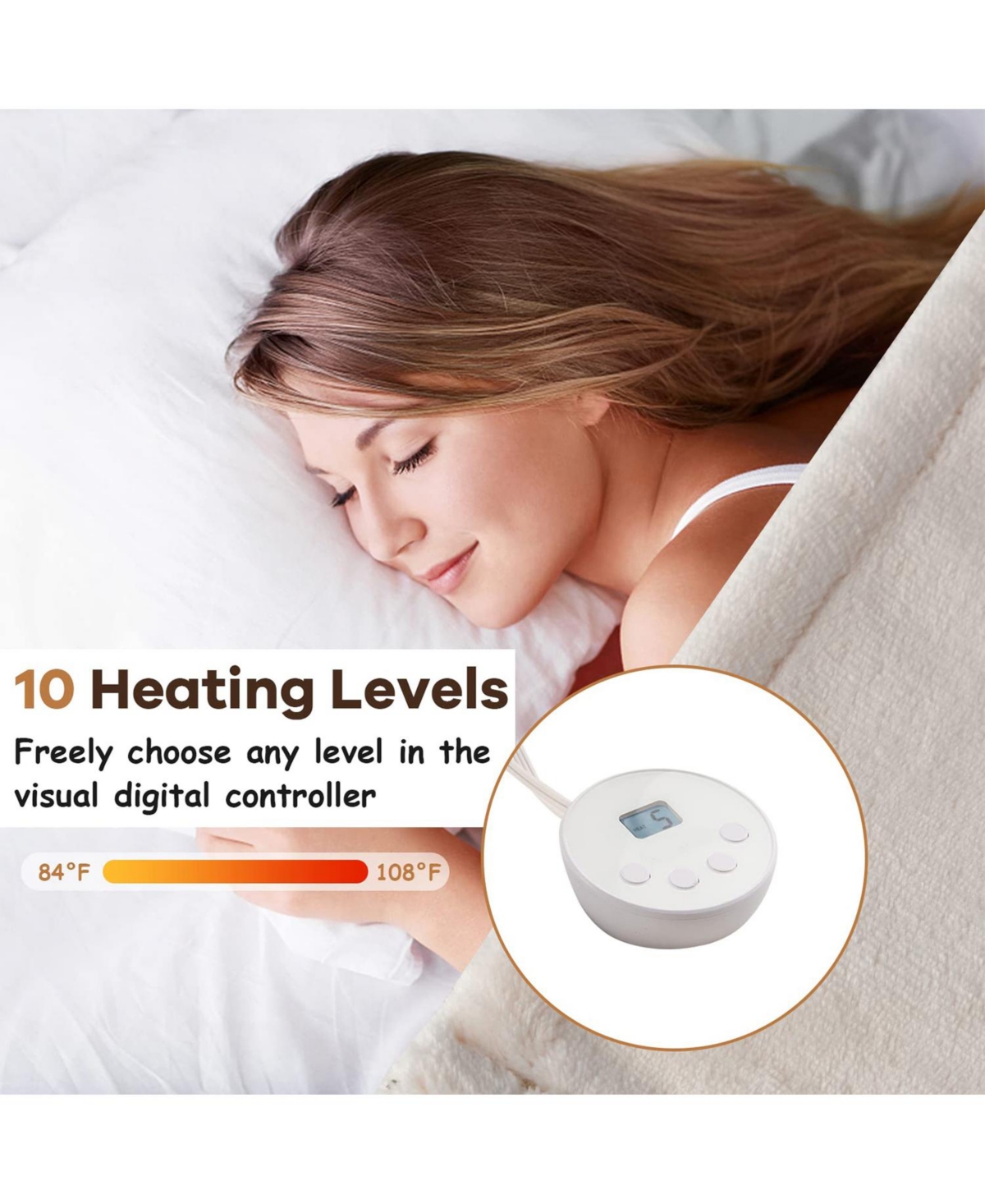 Gouun 62 x 84 Inch Twin Heated Throw Blanket with Timer -khaki