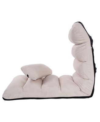 Folding Lazy Sofa Chair Stylish Sofa Couch Beds Lounge Chair W/Pillow