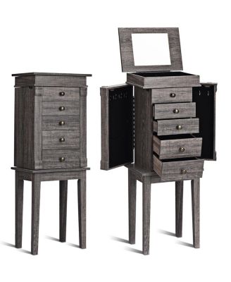 Standing Jewelry Cabinet Storage Organizer with Wooden Legs