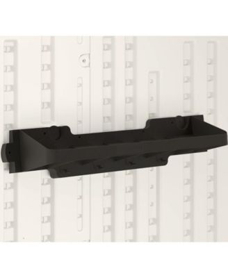 25 x 8 Inch Shelf Accessory with Hooks for Outdoor Shed, Black (2-Pack)