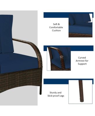 3 PCS Patio Rattan Furniture Set Coffee Table & 2 Rattan Chair