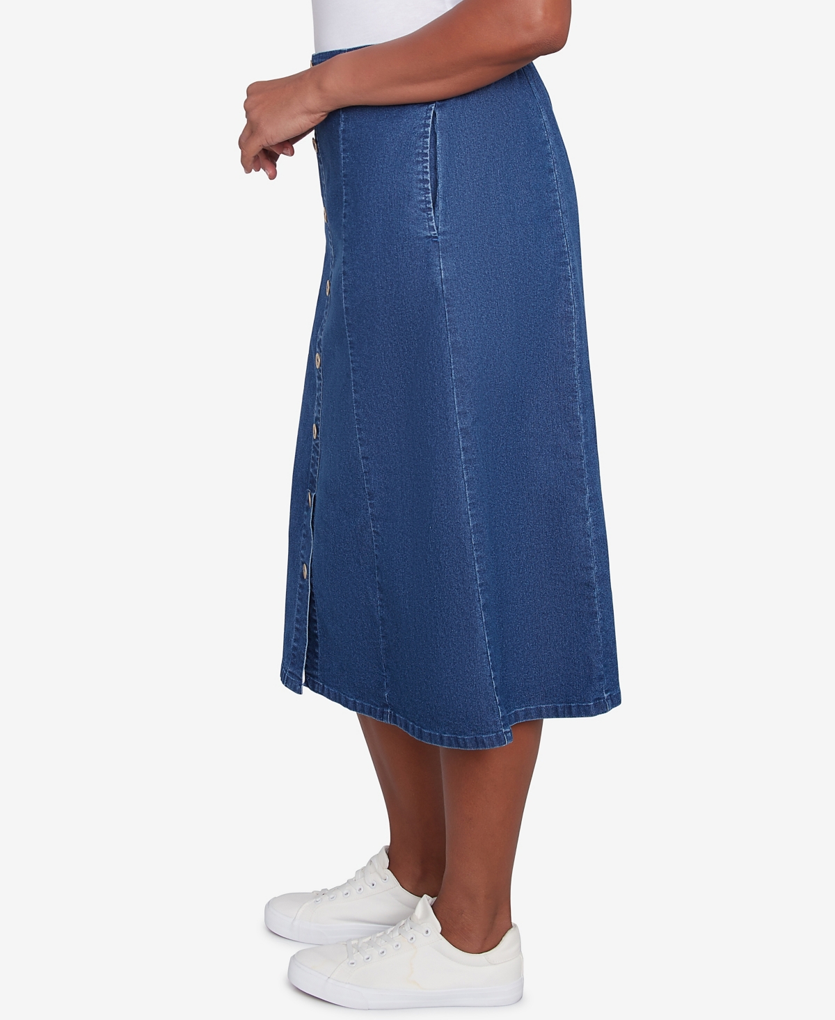 Alfred Dunner Women's Paneled Full Length Denim Skirt