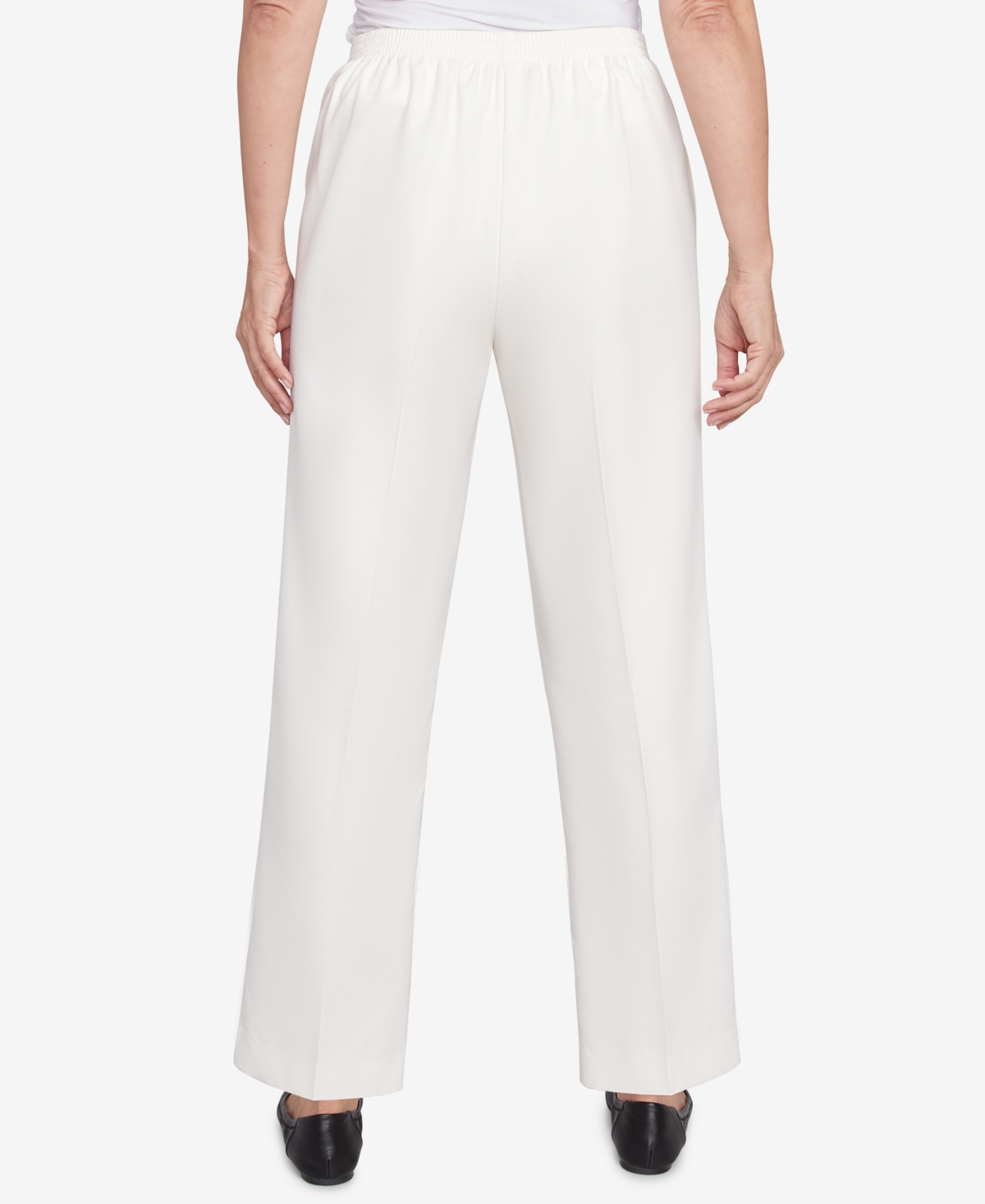 Alfred Dunner Petite Copenhagen Soft Heather Microfiber Short Length Pants In Winter White