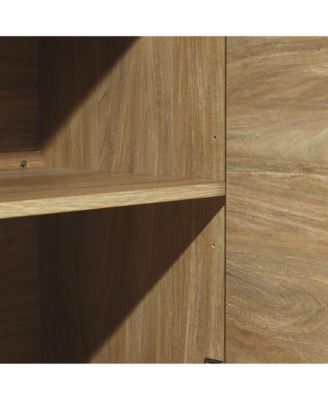 Mid-Century Modern Wave 3-Door 55.1-Inch Wide Kitchen Sideboard Cabinet with Metal Legs