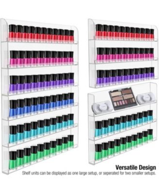6-Tier Clear Acrylic Nail Polish Wall Rack Display Holder - Stylish Organizer - Holds up to 90 Nail Polish Bottles