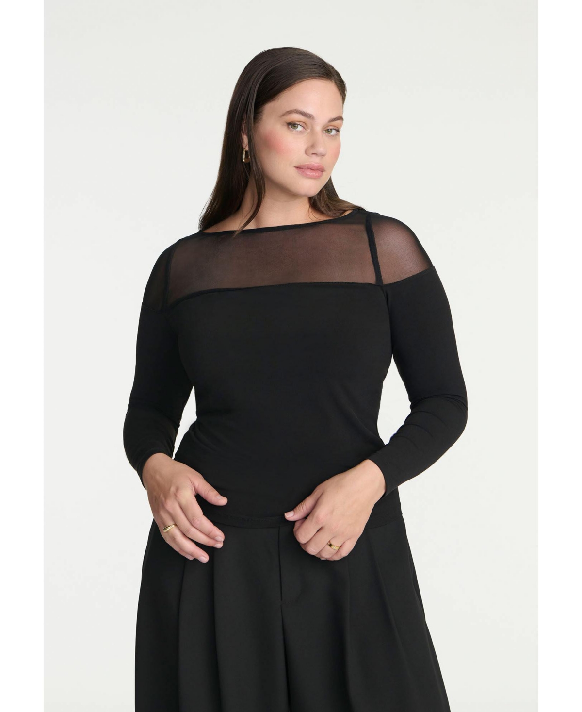 Women's Elements Mesh Panel Long Sleeve Top - Black onyx
