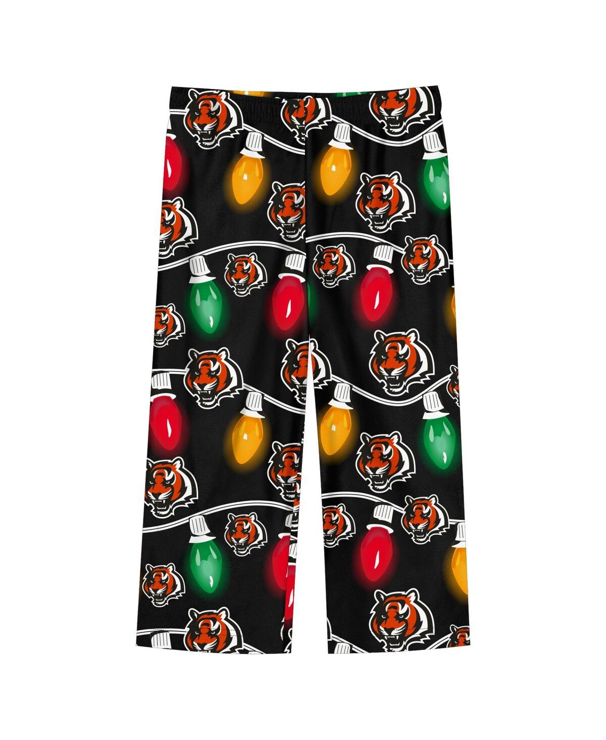 Outerstuff Big Boys And Girls Las Vegas Raiders Two-piece Garland Holiday Long Sleeve Pajama Set In Black