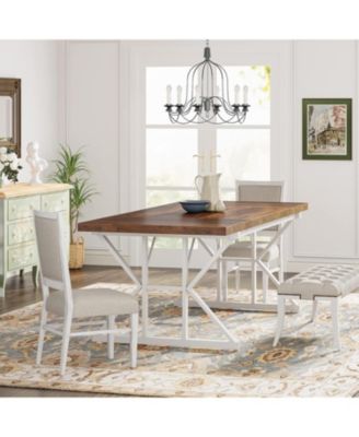 Farmhouse Dining Table for 6, 70.8'' Rectangular Wood Dining Table, Rustic Kitchen Table with Heavy Duty Metal Legs, for Dining Room, Black Friday Deals 2024