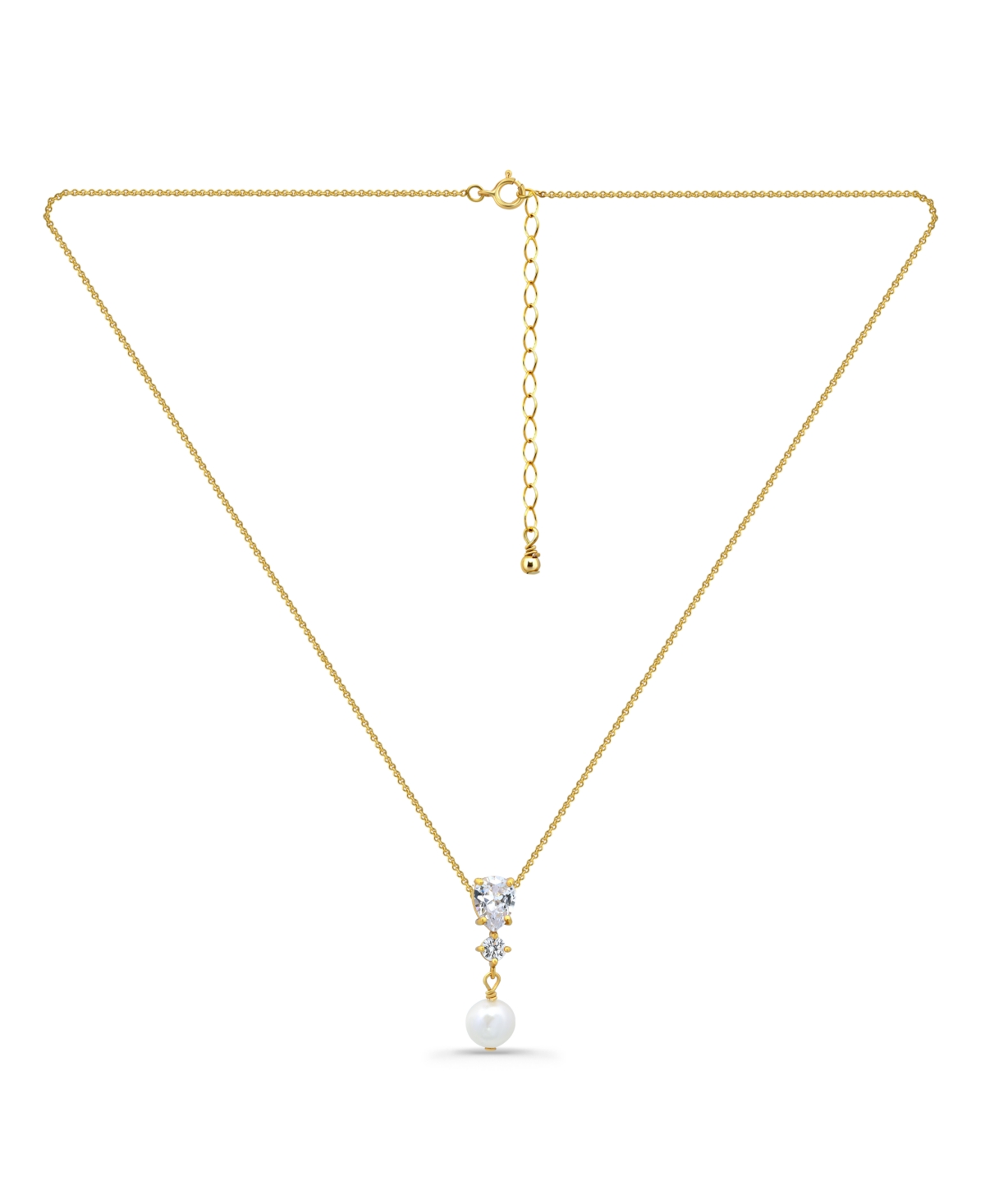 MACY'S FRESHWATER CULTURED PEARL DROP CUBIC ZIRCONIA PENDANT NECKLACE