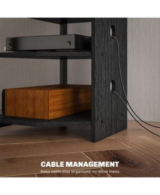 TV Sd with 4-Tier Storage Shelves and Steel Frame,