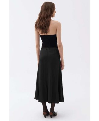 Women's Elastic Waisted Midi Skirt