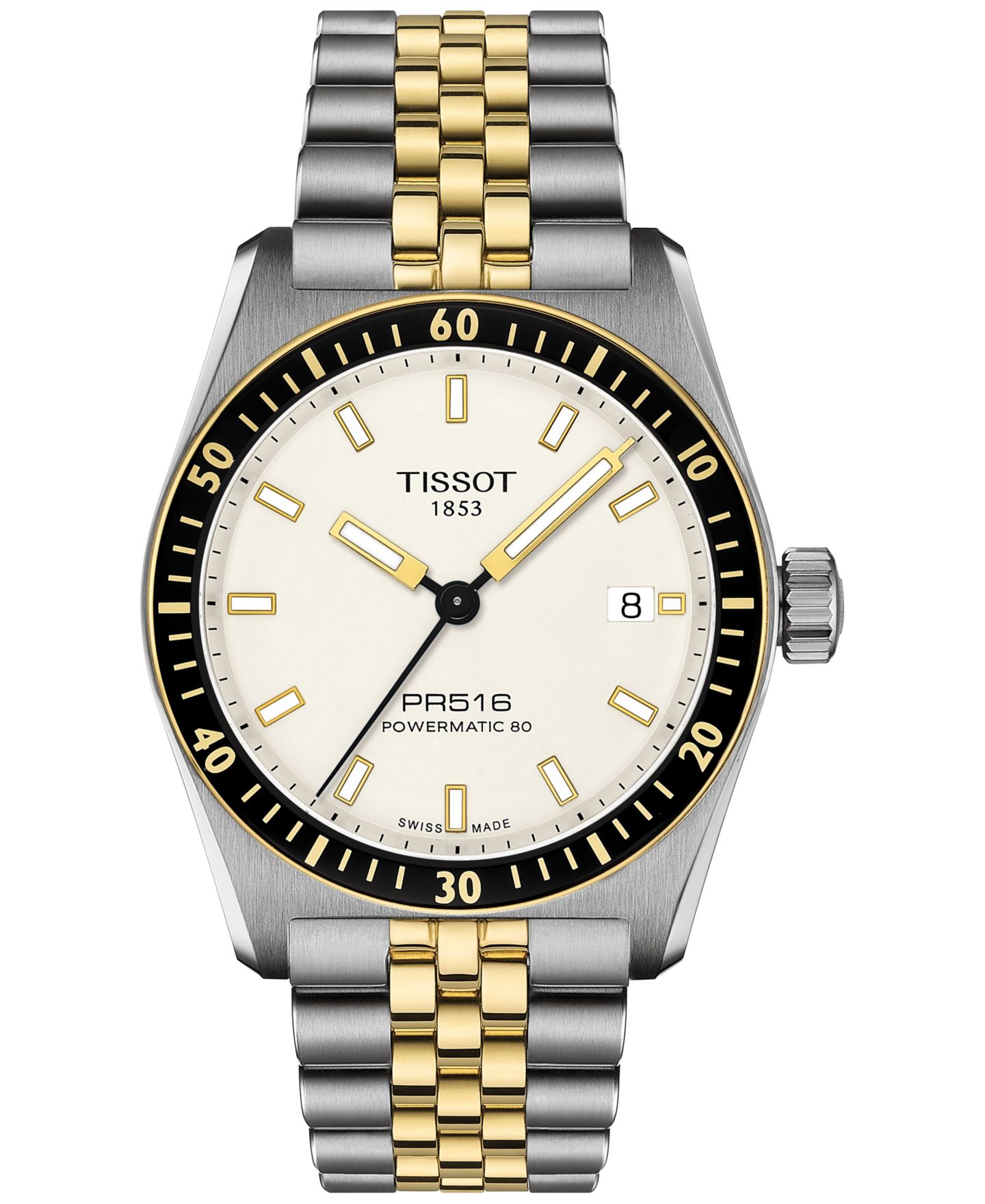 Мужские часы Tissot Automatic PR516 Powermatic 80 на двухцветном браслете, 38 мм — фото 1
