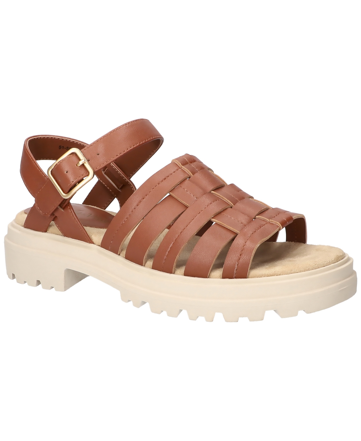 Bella Vita Women's Loni Lug Sole Fisherman Sandals In Dark Tan Leather