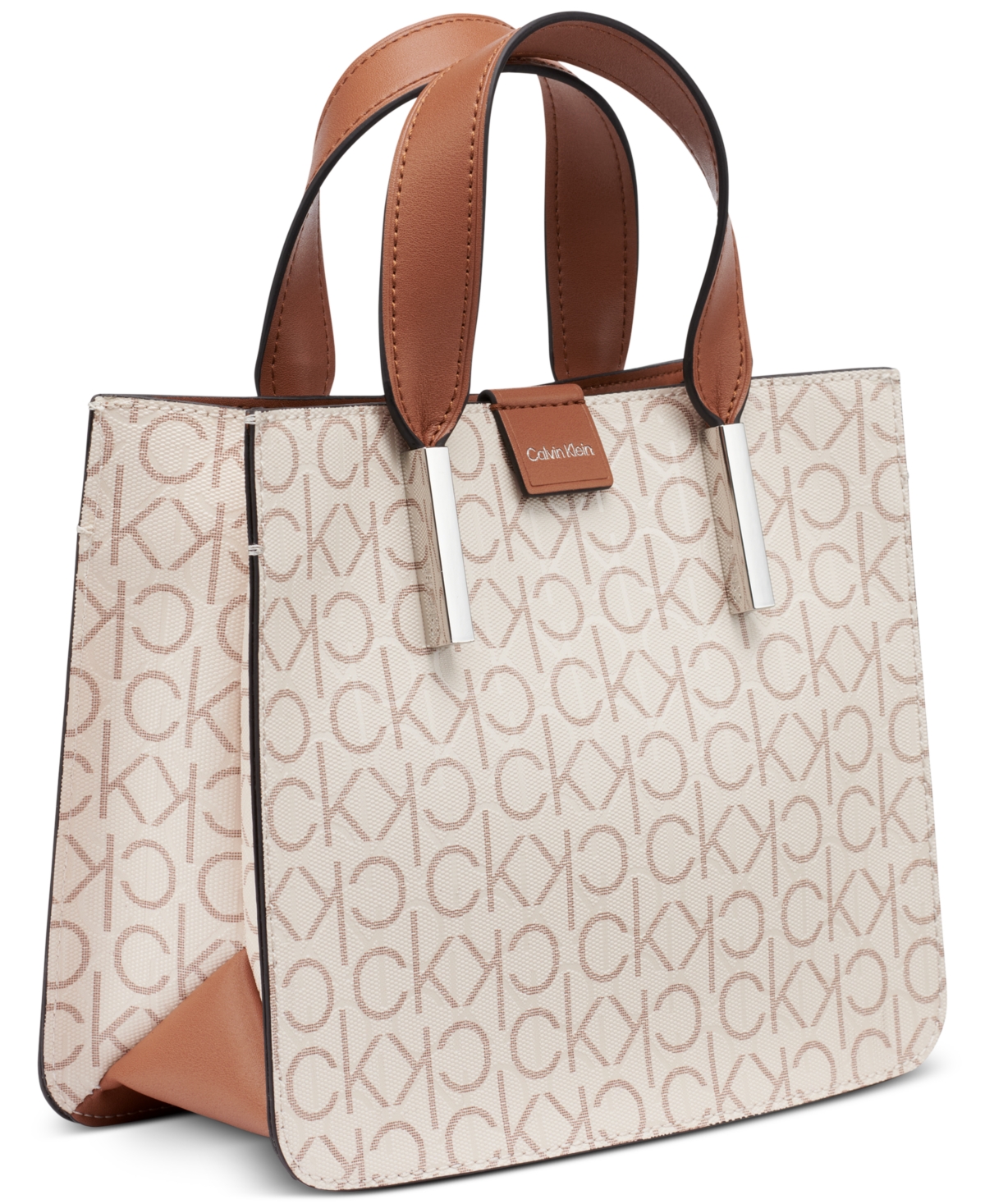 Calvin Klein Audrey Signature Convertible Crossbody In Brown