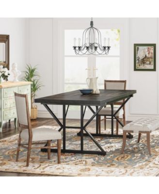 Farmhouse Dining Table for 6, 70.8" Rectangular Wood Table with Heavy Duty Metal Legs for Kitchen or Dining Room