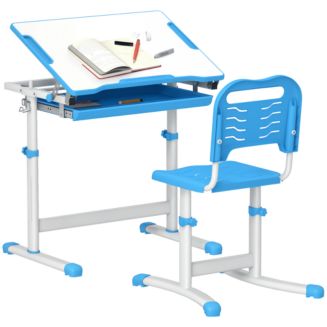 Qaba Height Adjustable Kids Desk and Chairs Set with Tilt Desktop, - Macy's