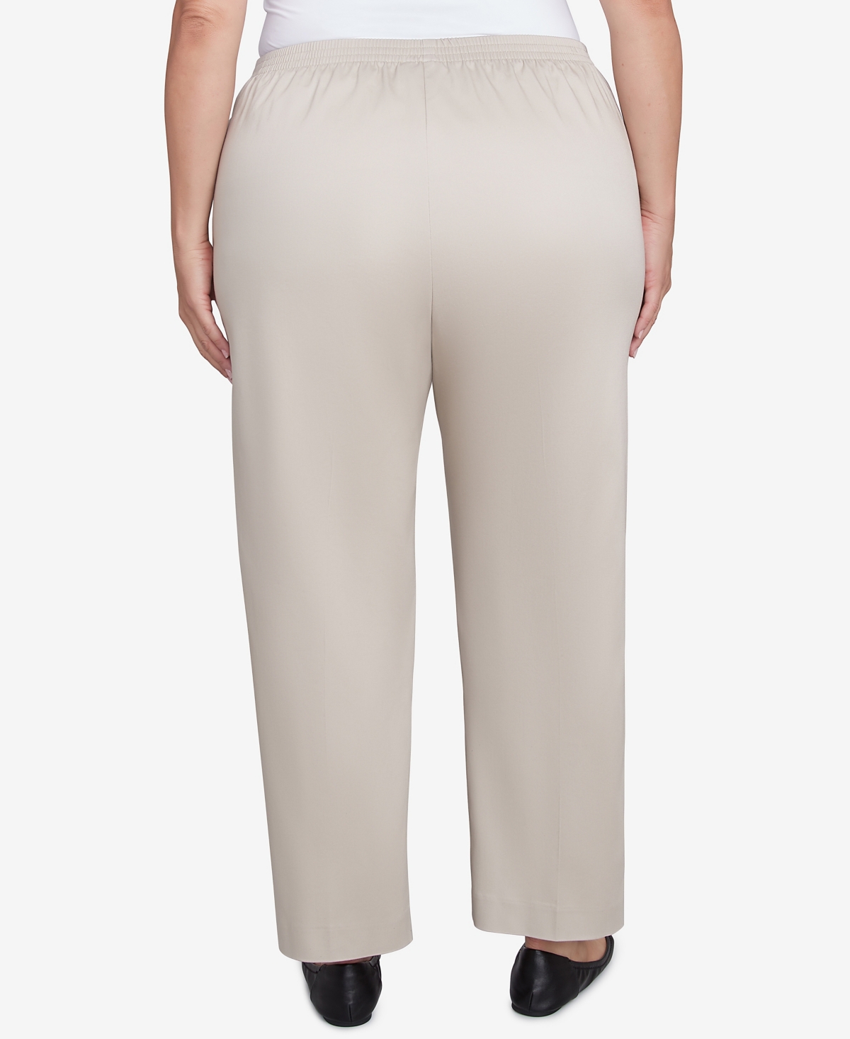Alfred Dunner Plus Size Coming Up Roses Sateen Woven Average Length Pants In Neutral