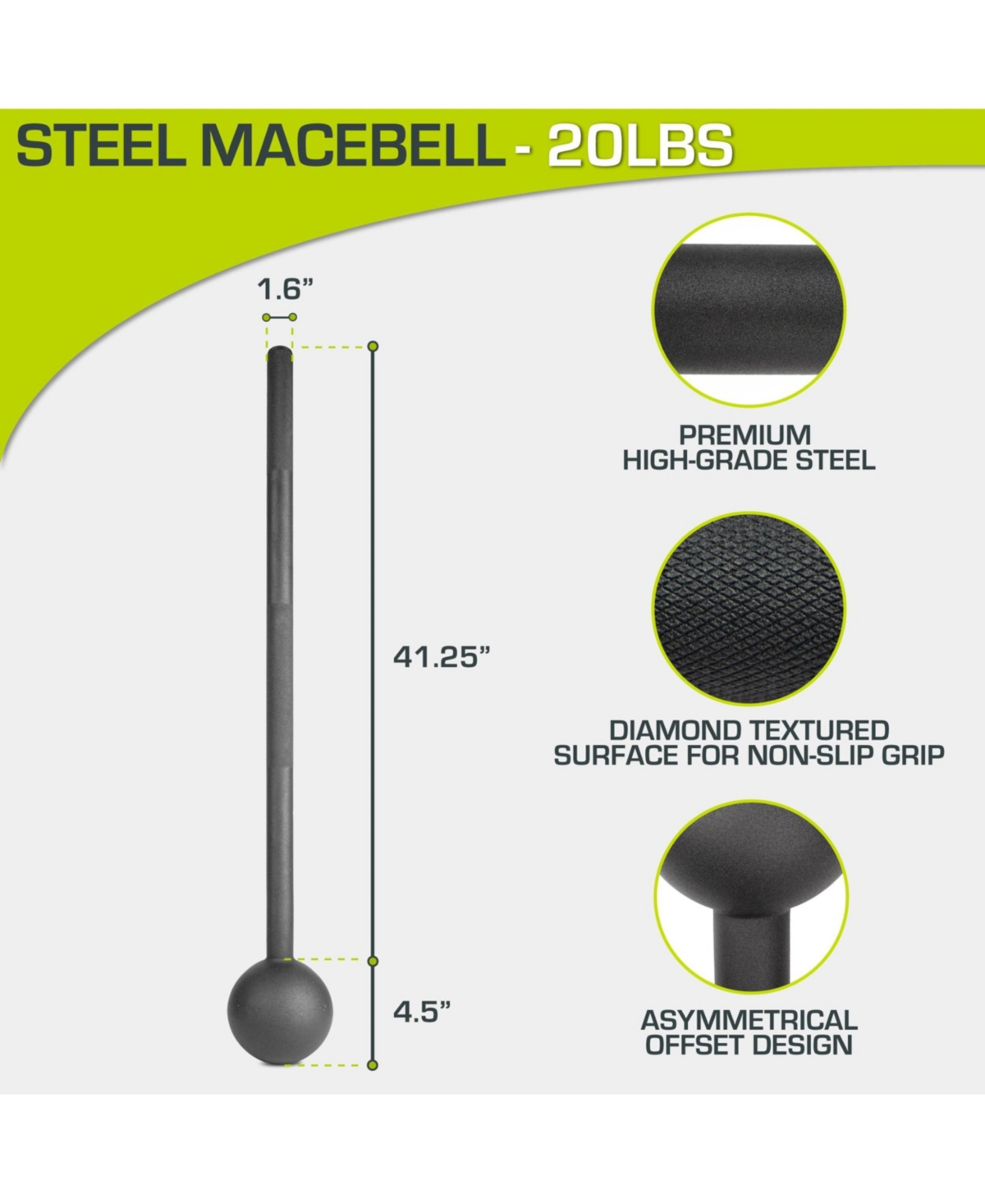 ProsourceFit Steel Macebell