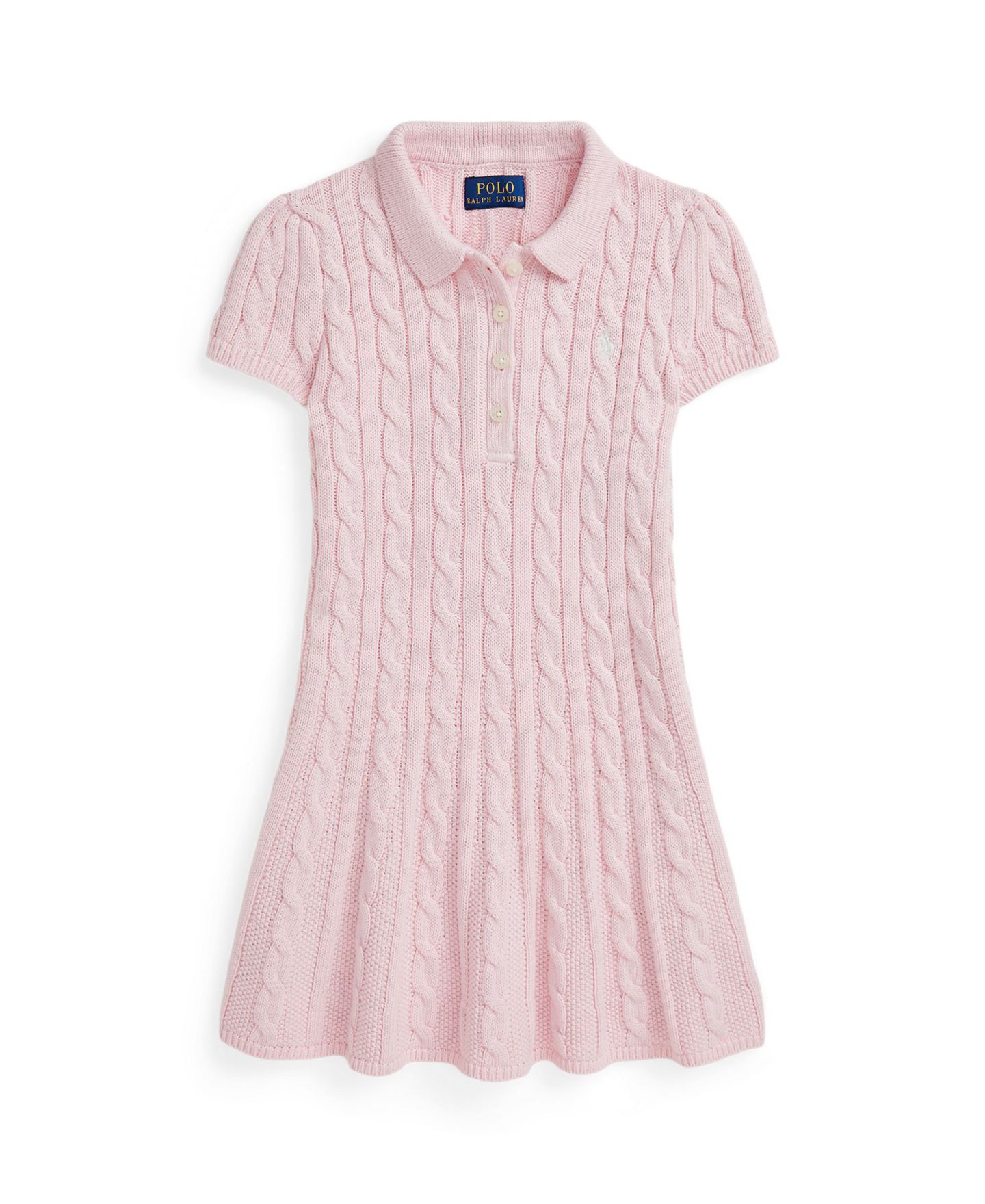 Платье Polo Ralph Lauren Cable-Knit Polo Sweater Dress для девочек, цвет: Розовый — фото 4