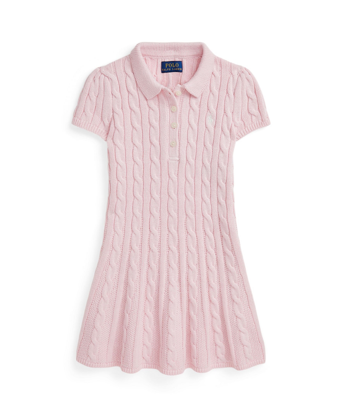 Polo Ralph Lauren Cable-knit Cotton Polo Sweater Dress In Pink