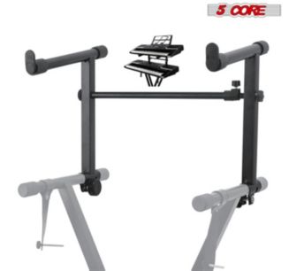 5 Core Double Keyboard Stand 2 Tier Keyboard Music Electric Piano Stand ...