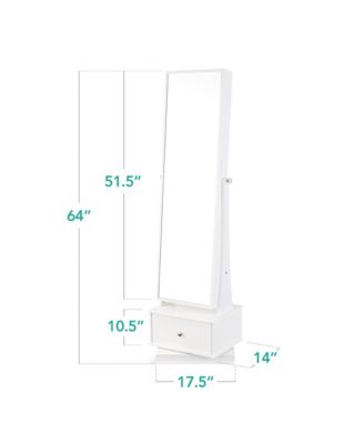 360 Swivel Standing Mirrored Jewelry Cabinet, LED-Lit Makeup Organizer w/ Mirror