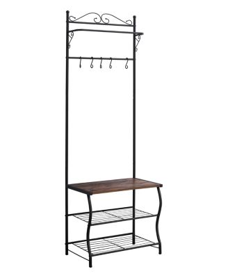Entryway Shoe Bench, Coat Rack, Hall Tree Storage Organizer with Hooks
