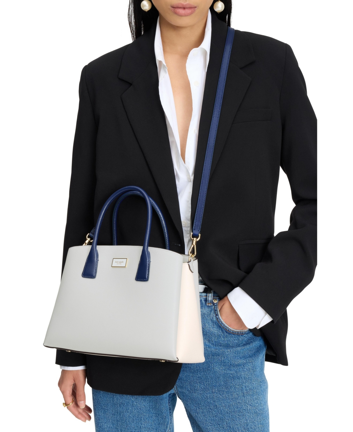 Kate Spade Serena Color Blocked Small Satchel Bag In Stone Path Multi
