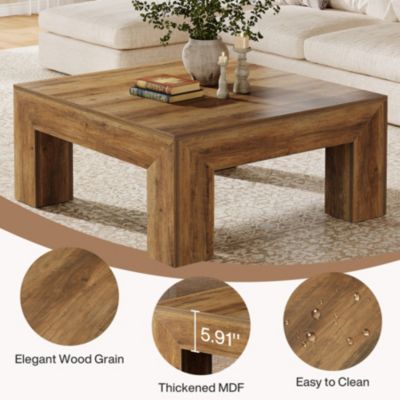 39.4-Inch Square Coffee Table for Living Room, Farmhouse All MDF Accent Center Cocktail Table