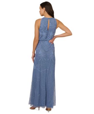 Petite Beaded Embellished Halter Gown