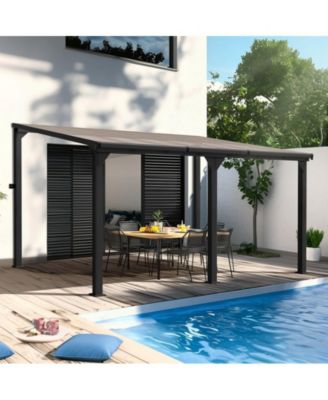 Hardtop Outdoor Gazebo Pergola Aluminum Framed with Sloping Pitched Roof for Garden, Patio