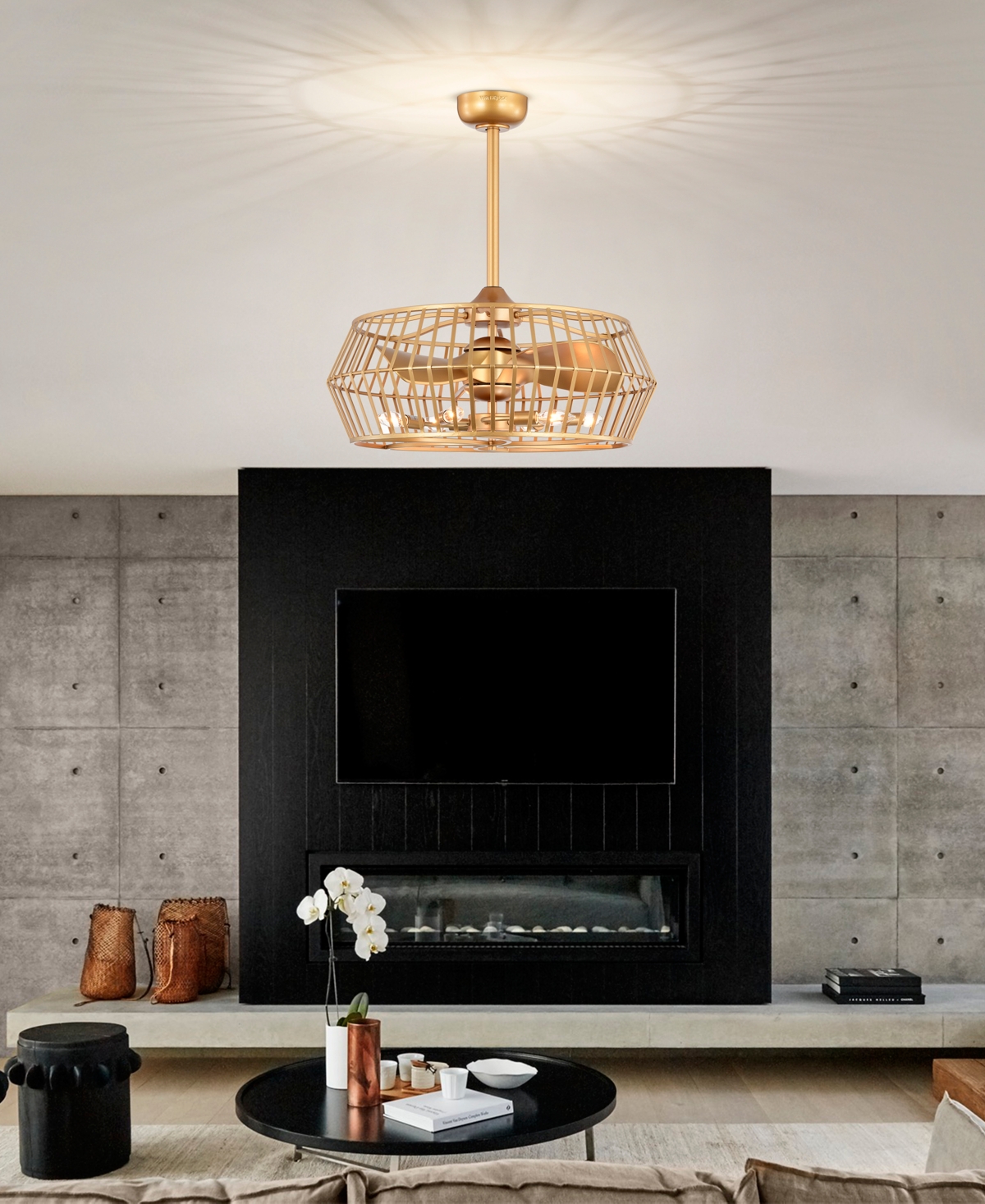 Home Accessories 26.8" Marcelin Indoor Ceiling Fan With Light Kit And Remote In Gold