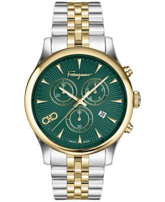 腕時計その他 Ferragamo Two-Tone Bracelet Watch With Green Guilloche Dial Salvatore Ferragamo Men's Vega Upper East Chronograph Two