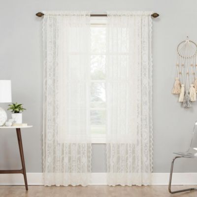Ariella Floral Lace Sheer Rod Pocket Curtain Panel