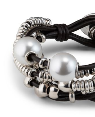 Sterling Silver-Plated White Cultivated Pearls Bracelet