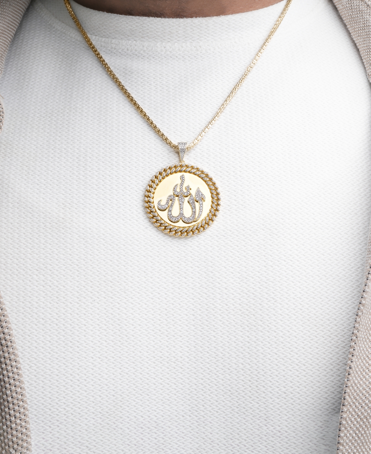 Diamond Allah Pendant Necklace (1/4 ct. t.w.) in 14k Gold-Plated Sterling Silver