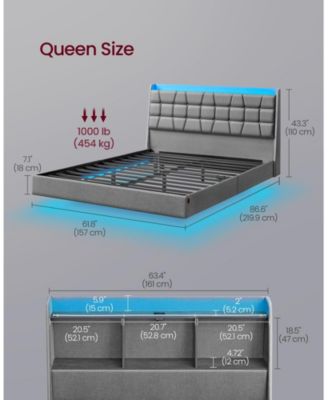 Queen Size Floating Bed Frame with LED Lights for Modern Bedroom Decor
