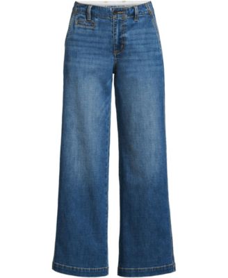 Women's Mid Rise Denim Wide Leg Ankle Jeans