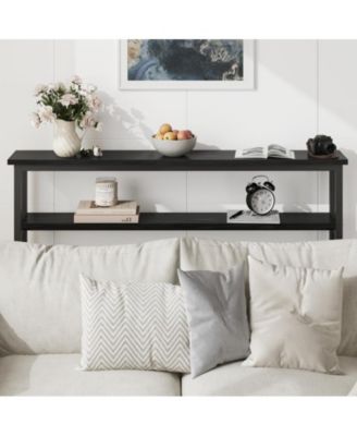 5.9" Narrow Sofa Table, 2 Tier Skinny Console Table with Adjustable Shelf, Slim Behind Couch Table for Living Room, Entryway, Hallway, Foyer