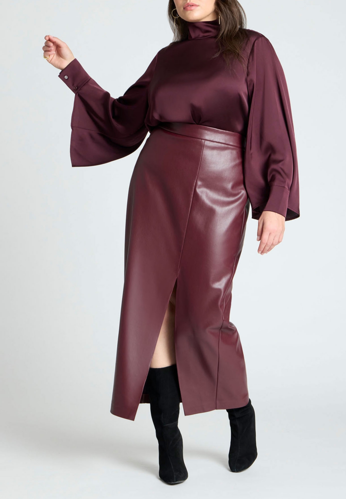 Eloquii Plus Size Cuffed Kimono Sleeve Mockneck Blouse