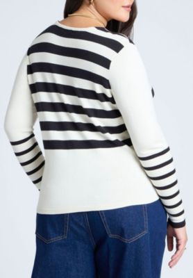 Women's Plus Size Abstract Striped Sweater