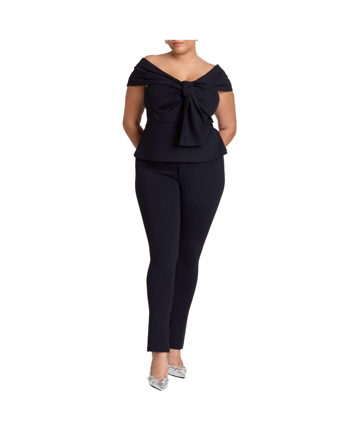 Plus Size Legging With Zipper Slit Hem - Black