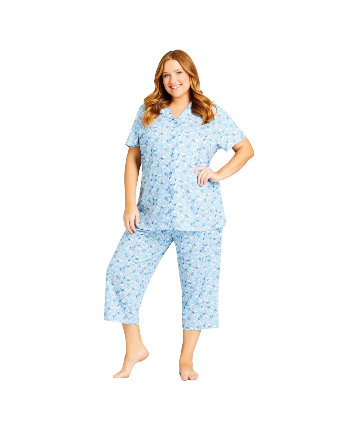 Women's Bunny Button Up Sleep Top - Bunny print