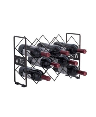 Countertop Tabletop Wine Rack, Wine Bottle Storage Holder Stand for Home Kitchen & Bar - Pewter - No Assembly Required