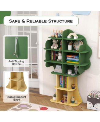 Tree Bookcase Kids 6-Tier Toy Storage Organizer with Open Storage Shelves