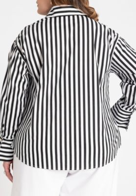 Women's Preppy Striped Button Down