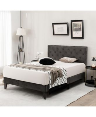 Full Size Upholstered Platform Bed with Tufted Headboard-Full Size
