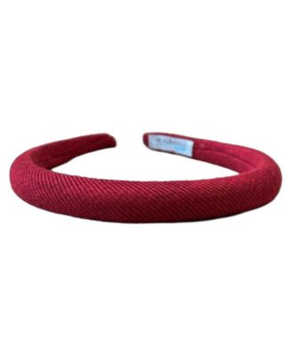 Padded Thin Velvet Headband - Crimson Red