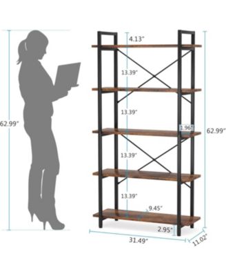 5 Tier Bookshelf, Modern Etagere Bookcase with Metal Frame, Tall Book Shelf Unit for Living Room, Study, Home Office, Black Friday Deals