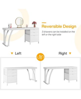 Vanity Desk with 3 Drawers, 59-Inch Chic Makeup Desk for Women, Black Friday Deals